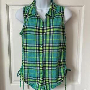 No Boundaries Women's Green and Blue Shirt